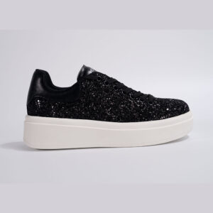 Women-Glitter-leather-Platform-Trainers-In-Black