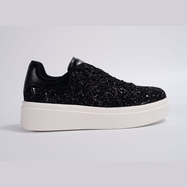 Women-Glitter-leather-Platform-Trainers-In-Black