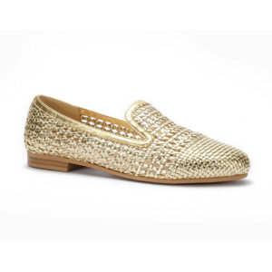 gold-woven-slip-on-women-loafer-flats