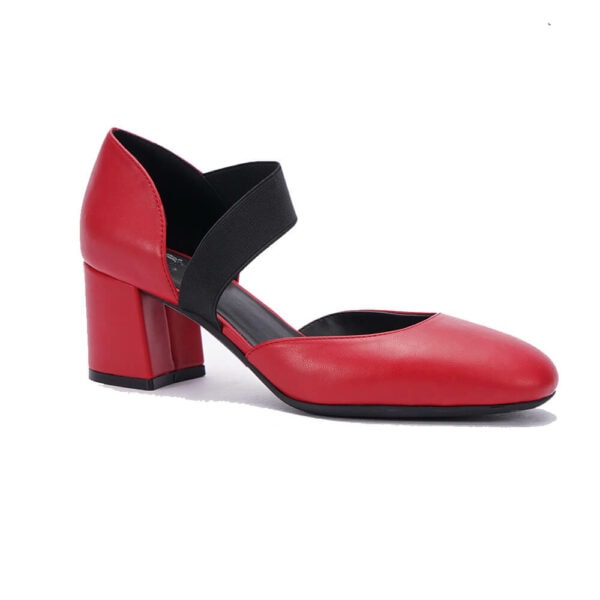 red-leather-slip-on-closed-toe-block-heel-pumps