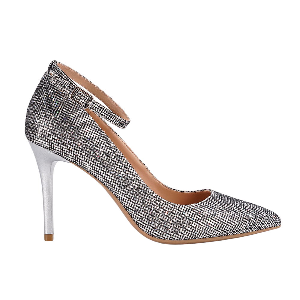 Ankle Strap Pointed Toe Rhinestone High Heel Pumps Women