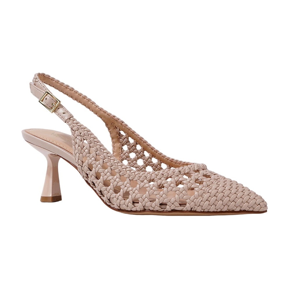 Point Toe Woven Kitten heel Slingback Pumps Women