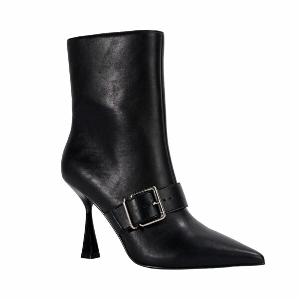 buckle-detail-flared-heel-boots-for-women-in-black