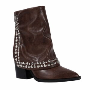 trendy-leather-mid-calf-studded-ankle-boots-brown
